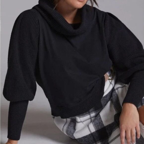 NWT Anthropologie Dolan Left Coast Black Cowl Neck Pullover Sweater 3X Gift - Picture 1 of 12